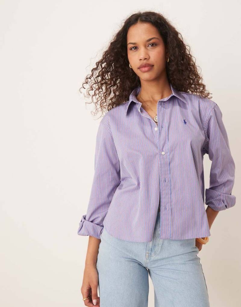 Polo Ralph Lauren - Hemd in Blau und Rot gestreift mit Polospieler-Logo von Polo Ralph Lauren