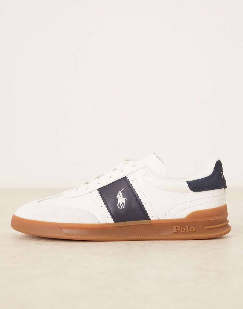 Polo Ralph Lauren - Heritage Aera - Leder-Sneaker in Weiß und Marineblau mit Gummisohle von Polo Ralph Lauren