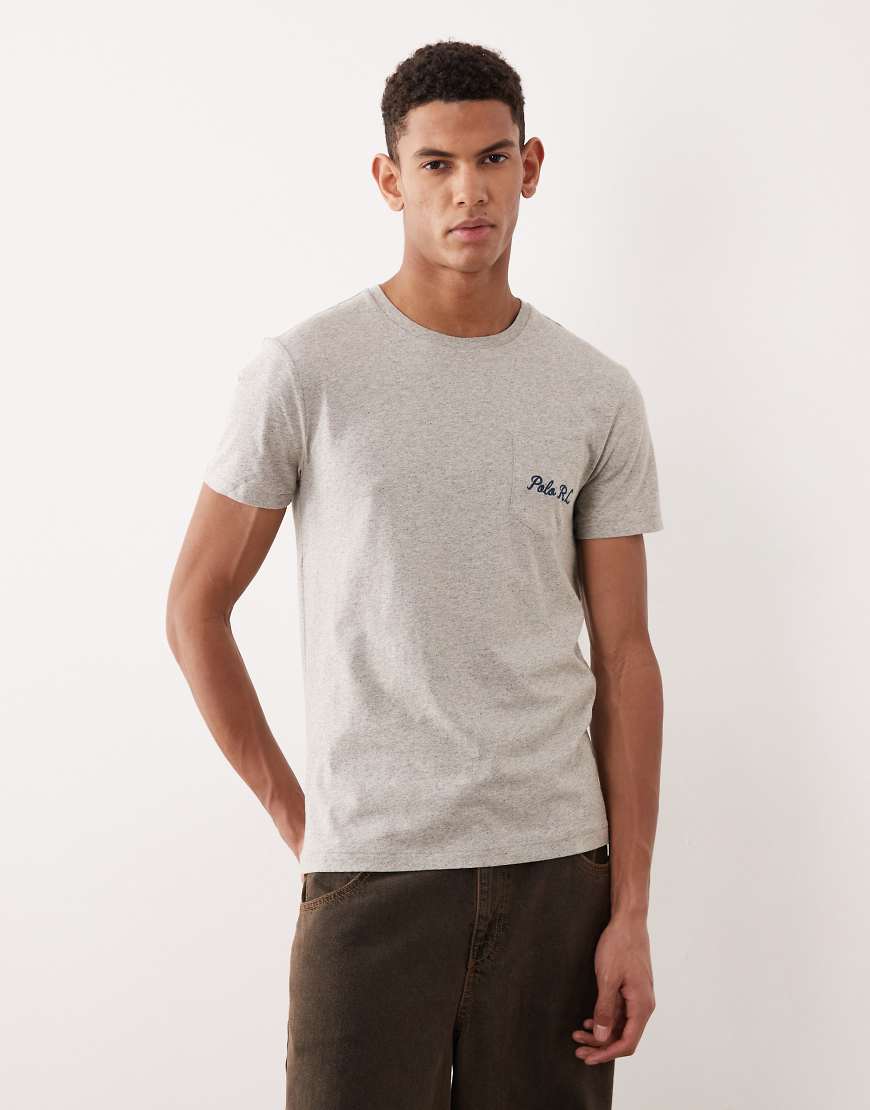 Polo Ralph Lauren - Heritage - T-Shirt in meliertem Grau mit Custom-Fit und Polo Bear-Rückenprint von Polo Ralph Lauren