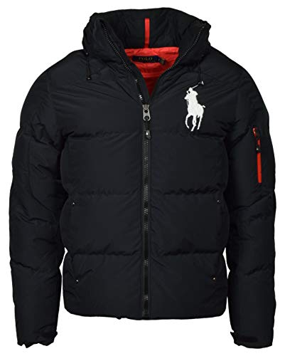 Polo Ralph Lauren Big Pony Daunenjacke mit Kapuze für Herren, Schwarz, XXL von POLO RALPH LAUREN