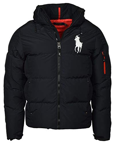 Polo Ralph Lauren Herren Big Pony Daunenjacke mit Kapuze - Schwarz - Mittel von POLO RALPH LAUREN