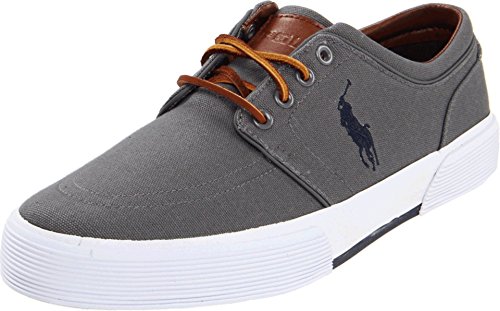 Polo Ralph Lauren Faxon Low-Top-Sneaker aus Segeltuch, Grau/Grau, 48 EU von Polo Ralph Lauren