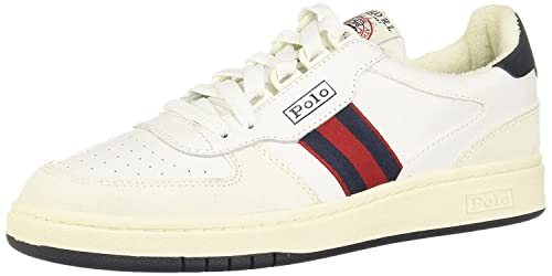 POLO RALPH LAUREN Herren Polo Court Sneaker, Weiß/Newport Nvy/Rl2000 Rot, 47 EU von POLO RALPH LAUREN