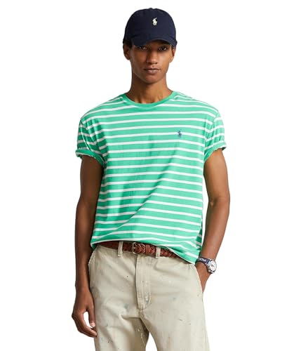 Polo Ralph Lauren Herren-T-Shirt, klassisch, gestreift, Jersey, Classic Kelly/White, XL von Polo Ralph Lauren