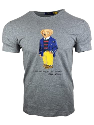 Polo Ralph Lauren Herren-T-Shirt mit klassischer Passform, Bären-Grafik, Rundhalsausschnitt, Grauer Bär, XX-Large von Polo Ralph Lauren