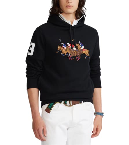 Polo Ralph Lauren Herren Triple Pony Hoodie, Schwarz, Medium, 710823853006-Black-M von POLO RALPH LAUREN