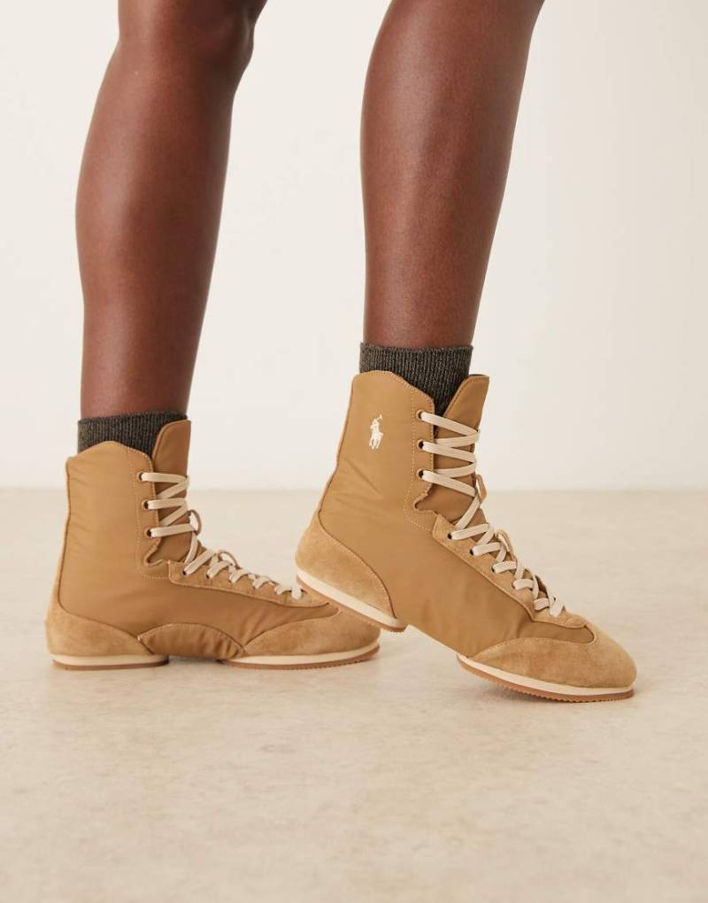 Polo Ralph Lauren - Hohe Ballerina-Sneaker in Hellbraun mit Pony-Logo-Brown von Polo Ralph Lauren