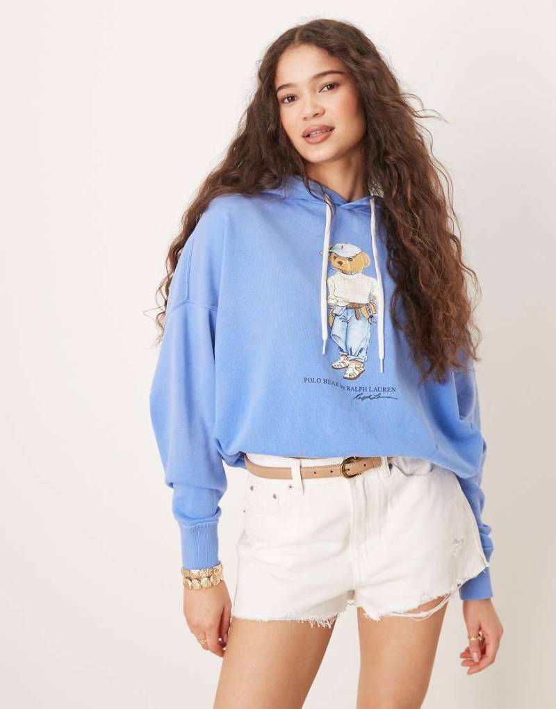 Polo Ralph Lauren - Kapuzenpullover in Blau mit Bär-Print von Polo Ralph Lauren