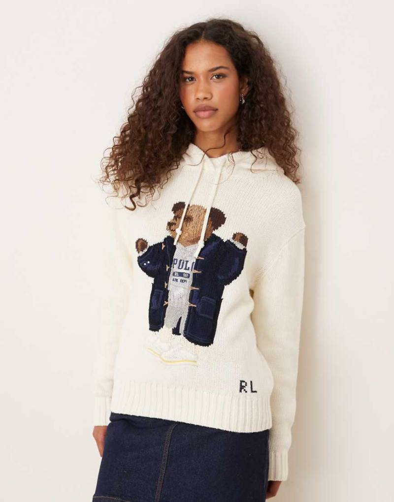 Polo Ralph Lauren - Kapuzenpullover in Cremeweiß mit Bären-Logo von Polo Ralph Lauren