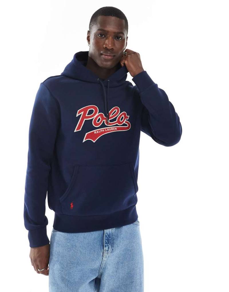 Polo Ralph Lauren - Kapuzenpullover in Marineblau mit Collage-Logo aus Frottee von Polo Ralph Lauren