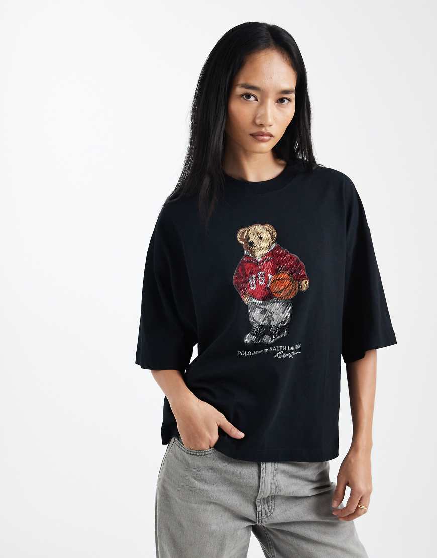 Polo Ralph Lauren - Kastiges T-Shirt in Schwarz mit Logo auf der Brust von Polo Ralph Lauren