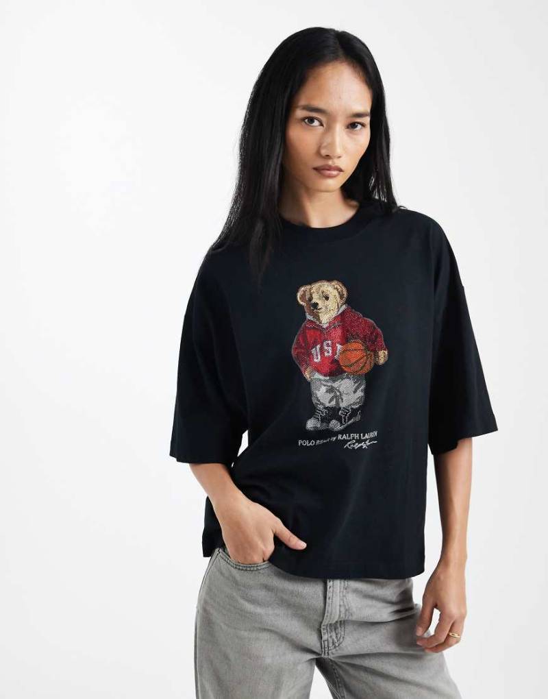 Polo Ralph Lauren - Kastiges T-Shirt in Schwarz mit Logo auf der Brust von Polo Ralph Lauren