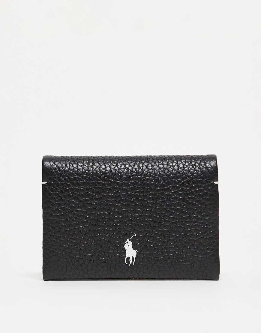 Polo Ralph Lauren - Klappbares Kartenetui aus schwarzem Leder mit Polospieler-Logo von Polo Ralph Lauren