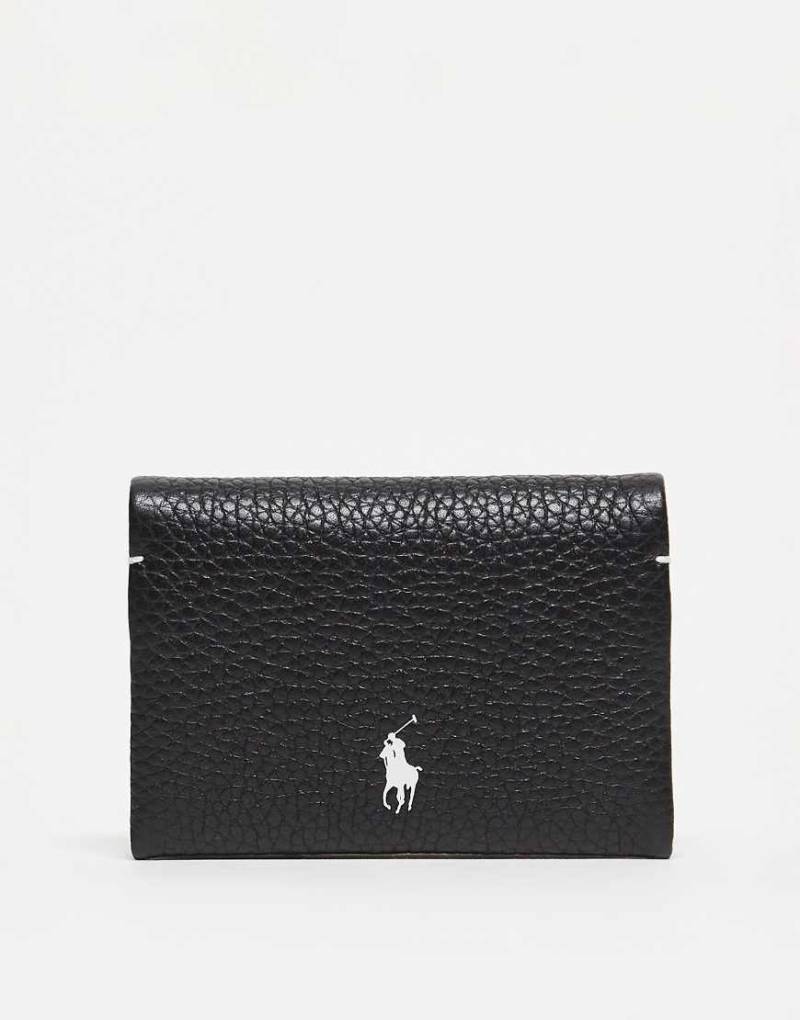 Polo Ralph Lauren - Klappbares Kartenetui aus schwarzem Leder mit Polospieler-Logo von Polo Ralph Lauren