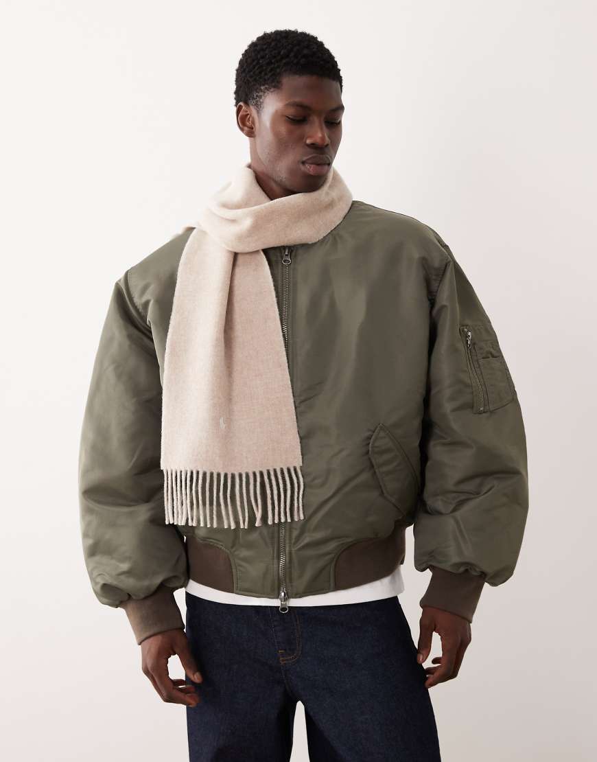 Polo Ralph Lauren - Klassischer Schal aus einem Mix mit hohem Wollanteil in Creme mit Logo-Neutral von Polo Ralph Lauren