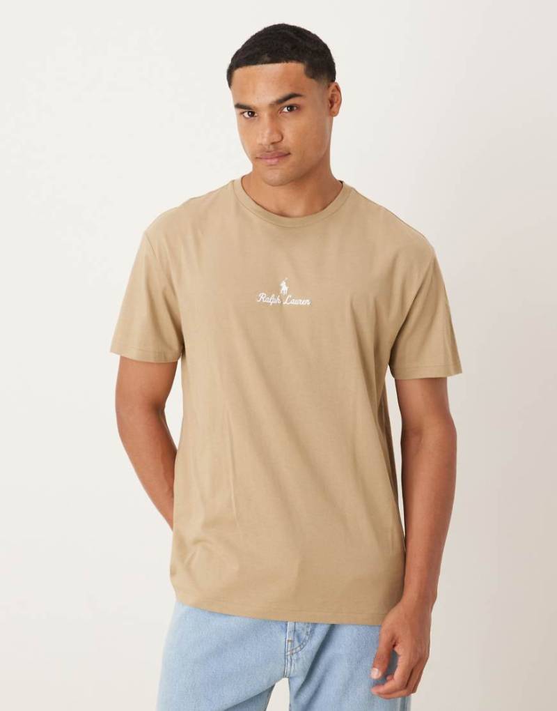 Polo Ralph Lauren - Klassisches Oversize-T-Shirt in Beige mit mittigem Markenlogo-Schriftzug-Neutral von Polo Ralph Lauren