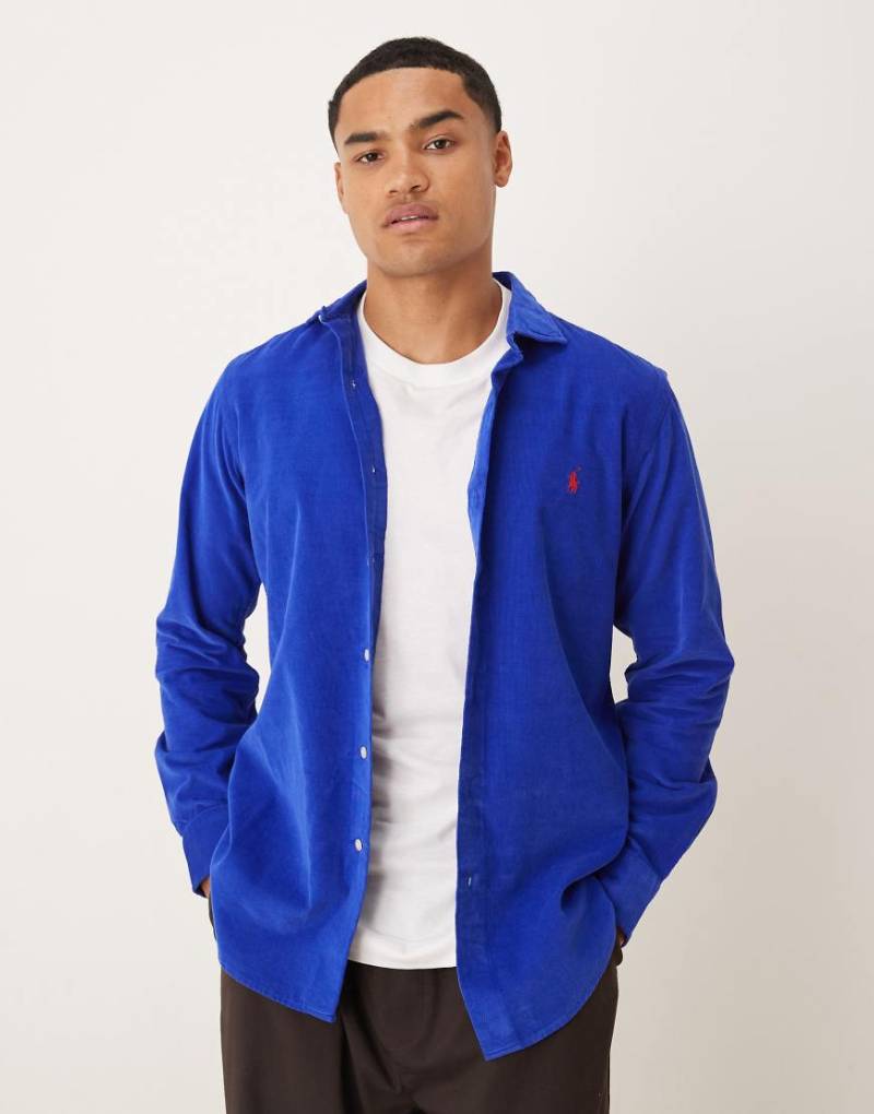 Polo Ralph Lauren - Custom Fit Cordhemd in Blau mit Markenlogo von Polo Ralph Lauren