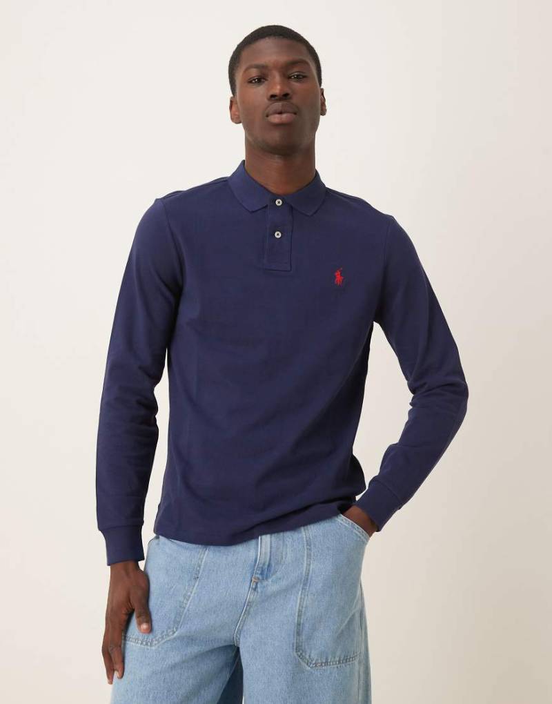 Polo Ralph Lauren - Langärmliges Polohemd in Marineblau mit Polospieler-Logo Polo Ralph Lauren - Langärmliges Polohemd in Marineblau mit Polospieler-Logo von Polo Ralph Lauren