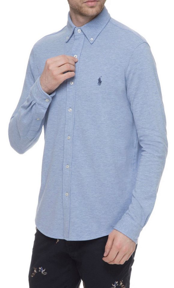 Polo Ralph Lauren Langarmhemd Herren Featherweight Mesh Piqué Custom Slim Fit Shirt Hemd Atmungsaktive Mesh-Struktur, klassisches Brustlogo von Polo Ralph Lauren