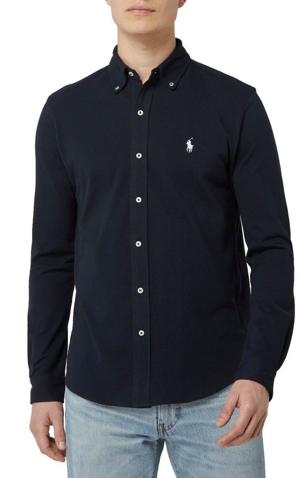 Polo Ralph Lauren Langarmhemd Herren Featherweight Mesh Piqué Custom Slim Fit Shirt Hemd Atmungsaktive Mesh-Struktur, klassisches Brustlogo von Polo Ralph Lauren