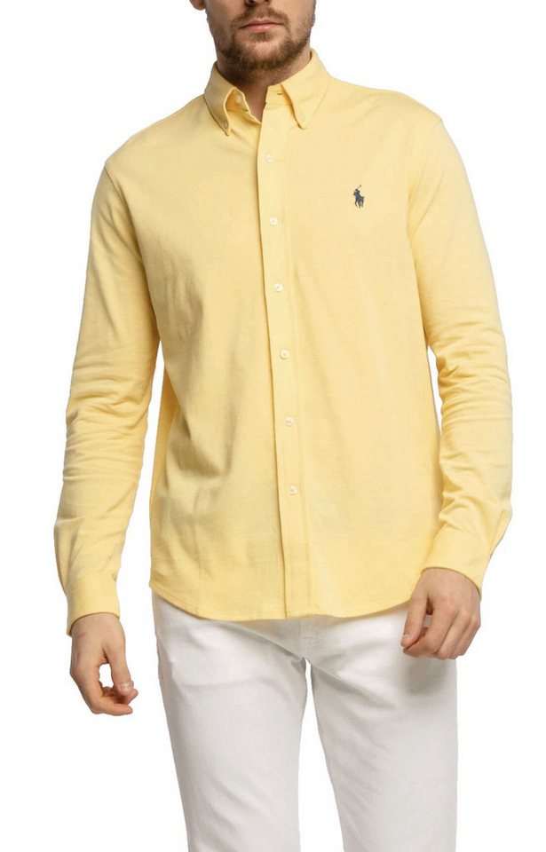 Polo Ralph Lauren Langarmhemd Herren Featherweight Mesh Piqué Custom Slim Fit Shirt Hemd Atmungsaktive Mesh-Struktur, klassisches Brustlogo von Polo Ralph Lauren