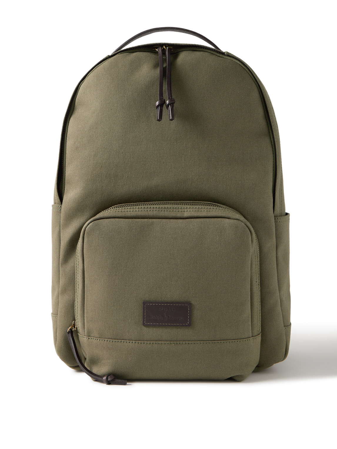 Polo Ralph Lauren - Leather-Trimmed Cotton-Canvas Backpack - Men - Green von Polo Ralph Lauren
