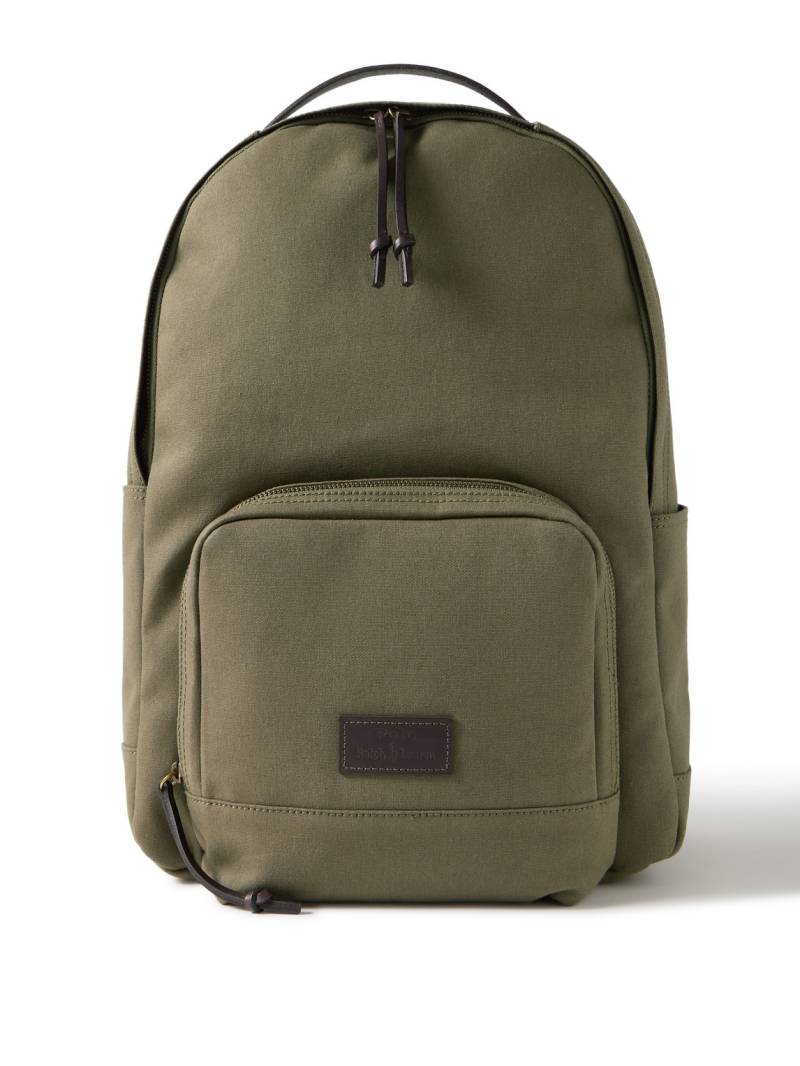 Polo Ralph Lauren - Leather-Trimmed Cotton-Canvas Backpack - Men - Green von Polo Ralph Lauren