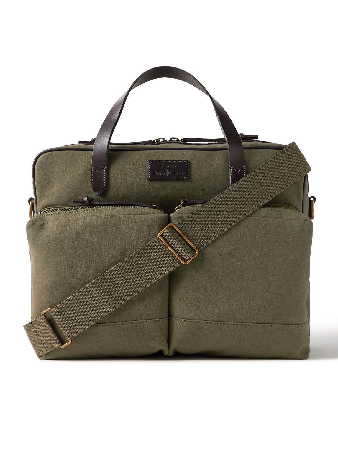 Polo Ralph Lauren - Leather-Trimmed Cotton-Canvas Messenger Bag - Men - Green von Polo Ralph Lauren