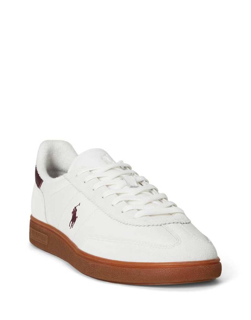 Polo Ralph Lauren - Leder-Sneaker in Weiß und Burgunderrot mit Gummisohle von Polo Ralph Lauren