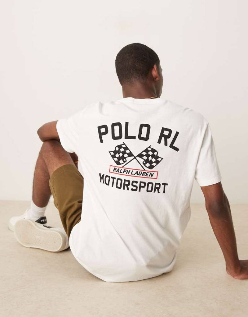 Polo Ralph Lauren - Leicht genopptes, klassisches Oversize-T-Shirt in Wollweiß mit Rennbahn-Logo-Grafikprint von Polo Ralph Lauren