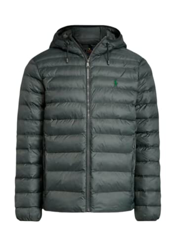 Polo Ralph Lauren Leichte Herren-Daunenjacke, Grau (mit Kapuzenpullover), L von POLO RALPH LAUREN