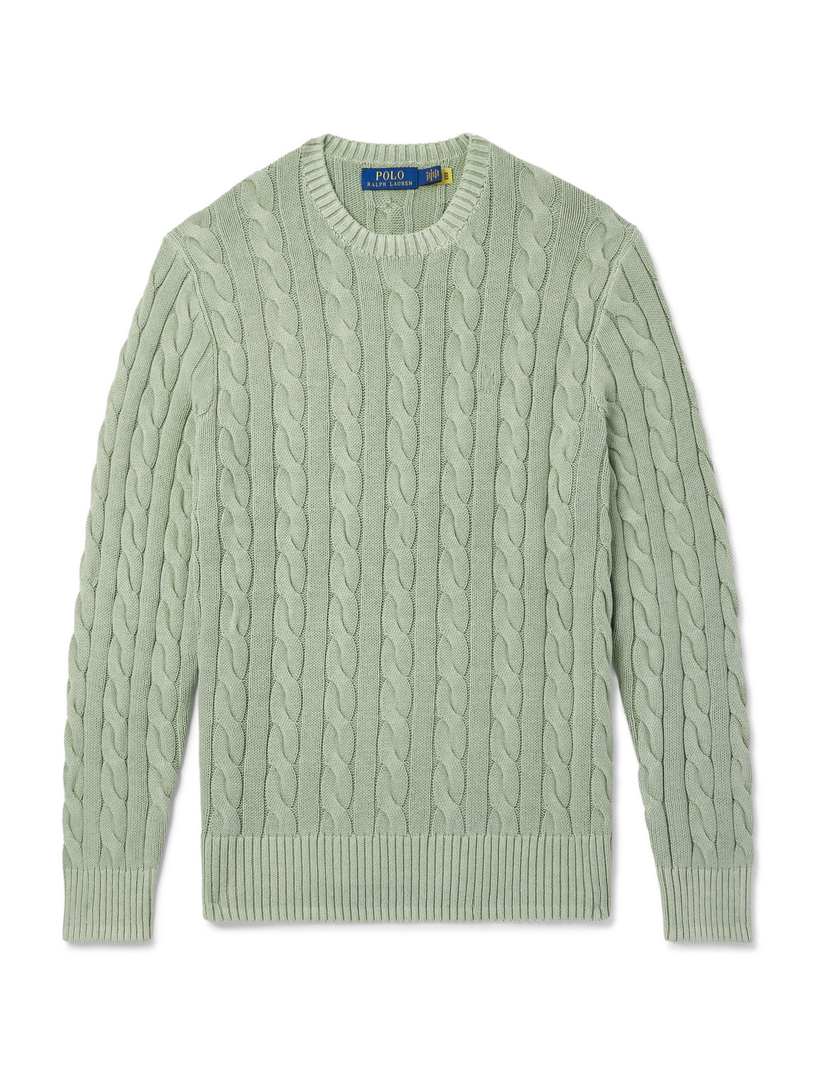 Polo Ralph Lauren - Logo-Embroidered Cable-Knit Cotton Sweater - Men - Green - XL von Polo Ralph Lauren