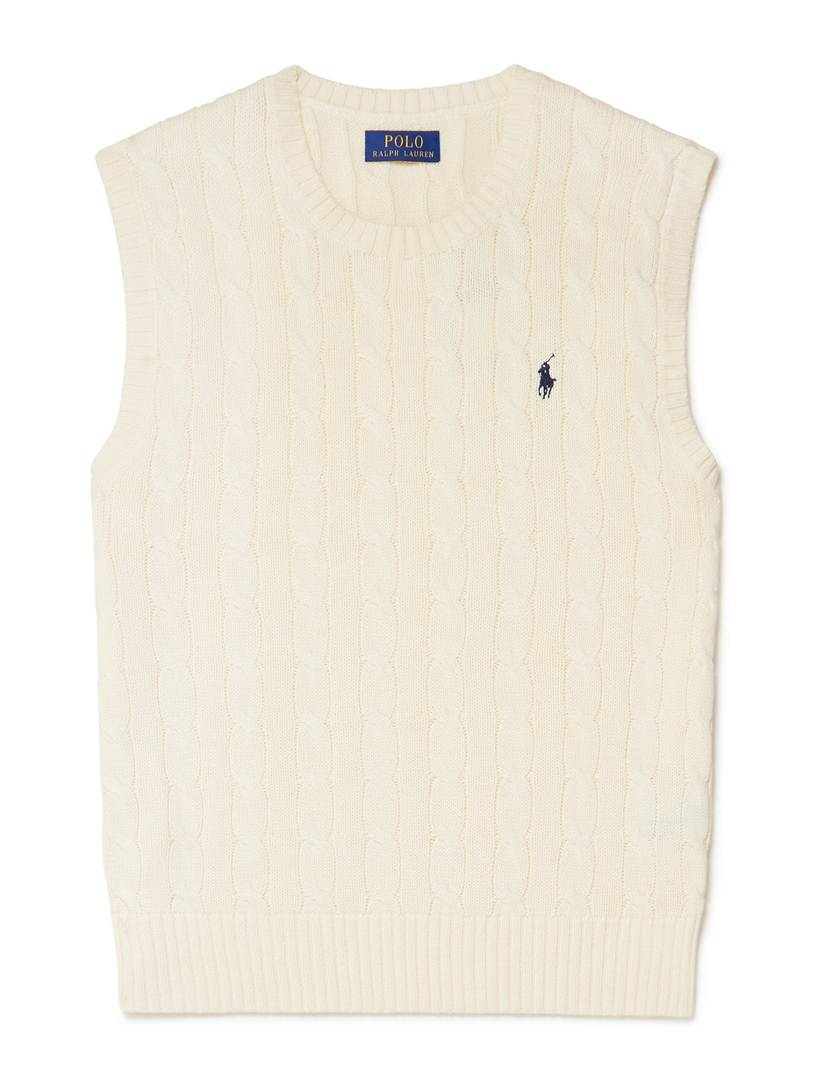 Polo Ralph Lauren - Logo-Embroidered Cable-Knit Cotton Vest - Men - Neutrals - L von Polo Ralph Lauren