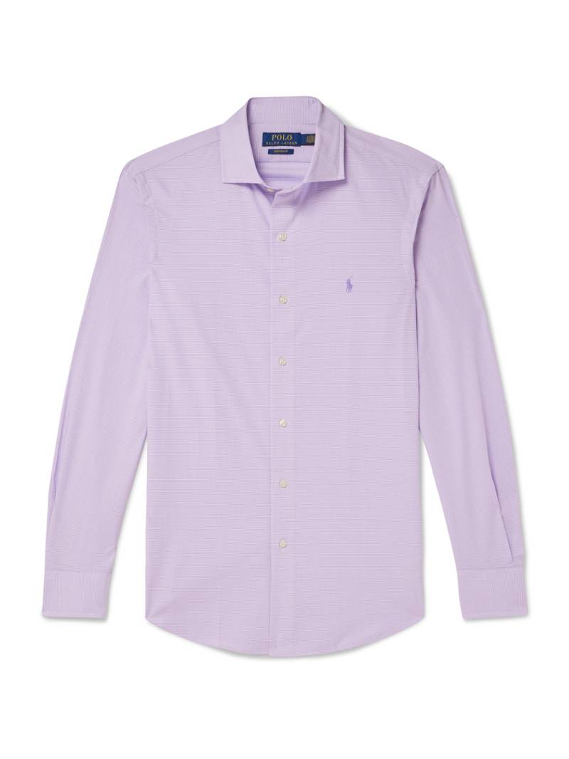 Polo Ralph Lauren - Logo-Embroidered Checked Cotton-Blend Poplin Shirt - Men - Purple - L von Polo Ralph Lauren