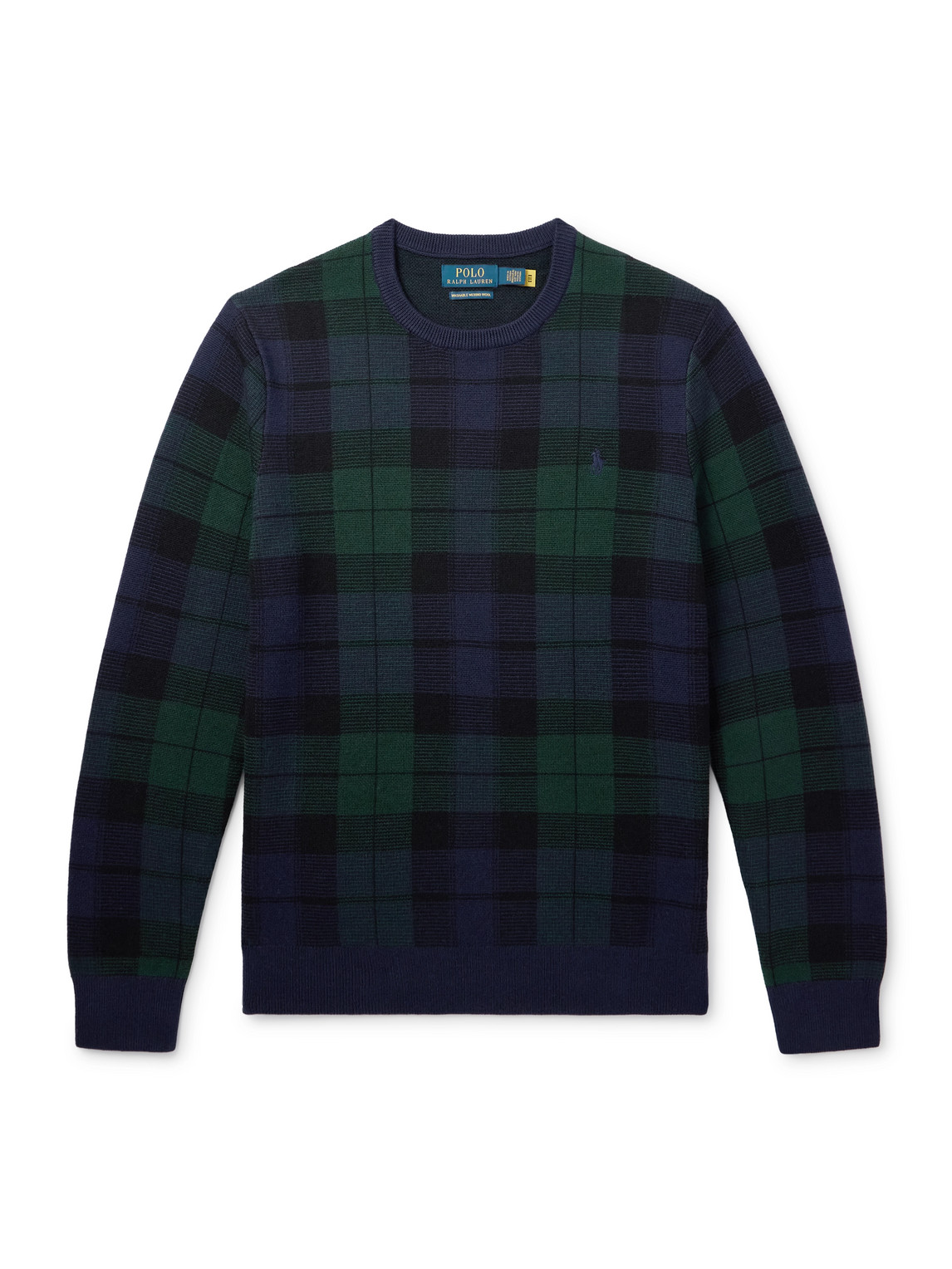 Polo Ralph Lauren - Logo-Embroidered Checked Wool Sweater - Men - Black - L von Polo Ralph Lauren