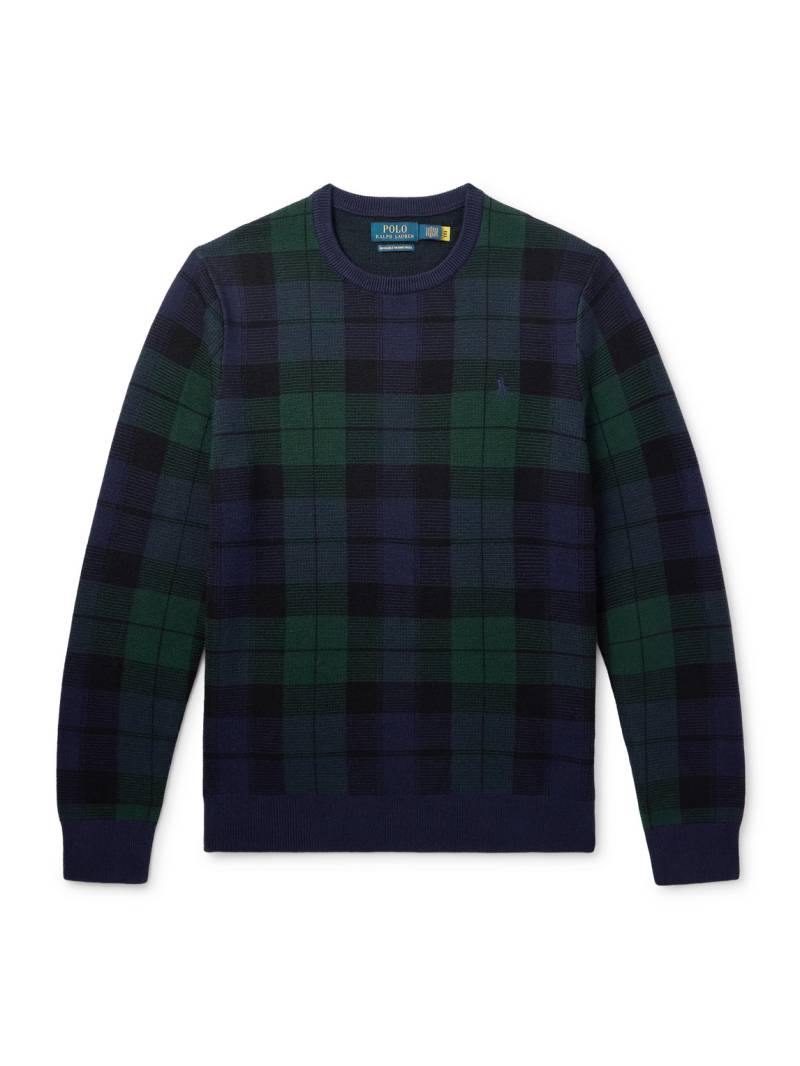 Polo Ralph Lauren - Logo-Embroidered Checked Wool Sweater - Men - Black - L von Polo Ralph Lauren