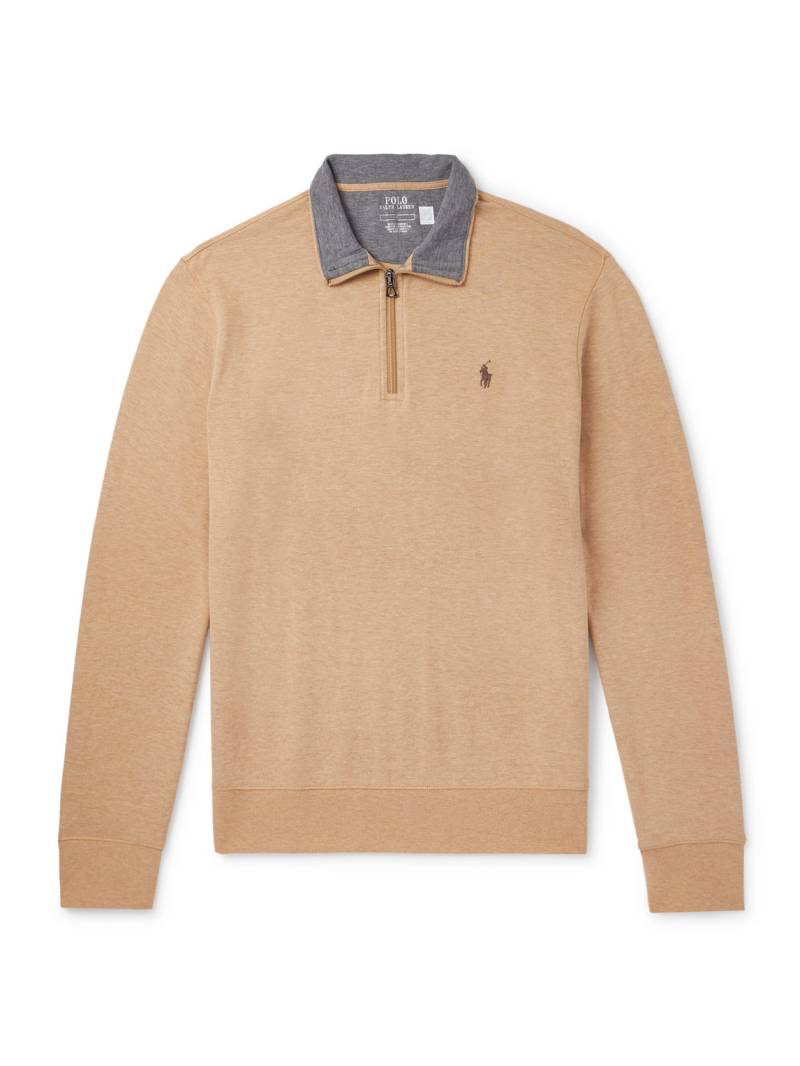 Polo Ralph Lauren - Logo-Embroidered Cotton-Blend Jersey Half-Zip Sweatshirt - Men - Neutrals - S von Polo Ralph Lauren