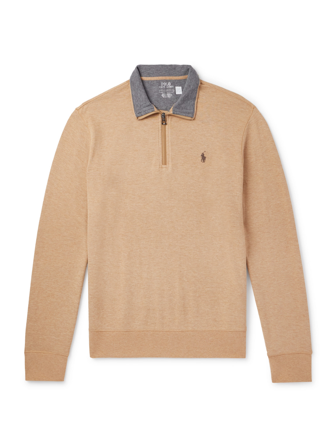 Polo Ralph Lauren - Logo-Embroidered Cotton-Blend Jersey Half-Zip Sweatshirt - Men - Neutrals - XL von Polo Ralph Lauren
