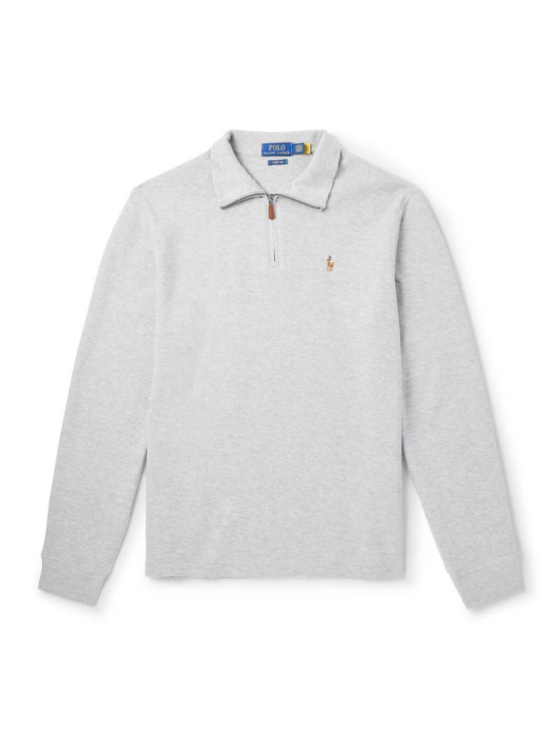 Polo Ralph Lauren - Logo-Embroidered Cotton-Jersey Half-Zip Sweatshirt - Men - Gray - L von Polo Ralph Lauren