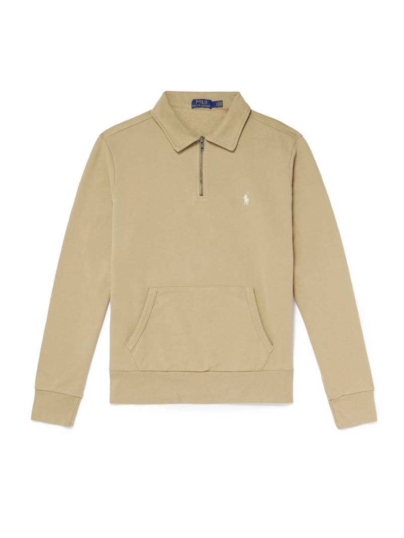 Polo Ralph Lauren - Logo-Embroidered Cotton-Jersey Half-Zip Sweatshirt - Men - Neutrals - XL von Polo Ralph Lauren