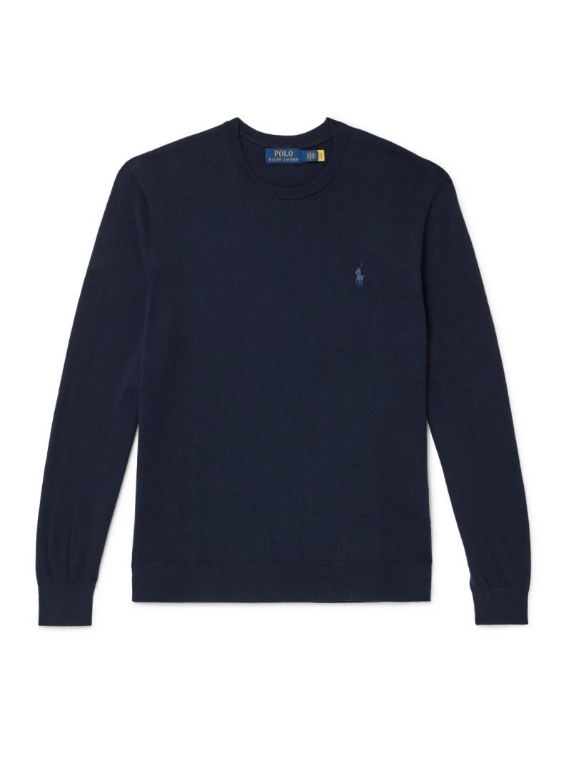 Polo Ralph Lauren - Logo-Embroidered Cotton and Cashmere-Blend Sweater - Men - Blue - XS Polo Ralph Lauren - Logo-Embroidered Cotton and Cashmere-Blend Sweater - Men - Blue - XS von Polo Ralph Lauren