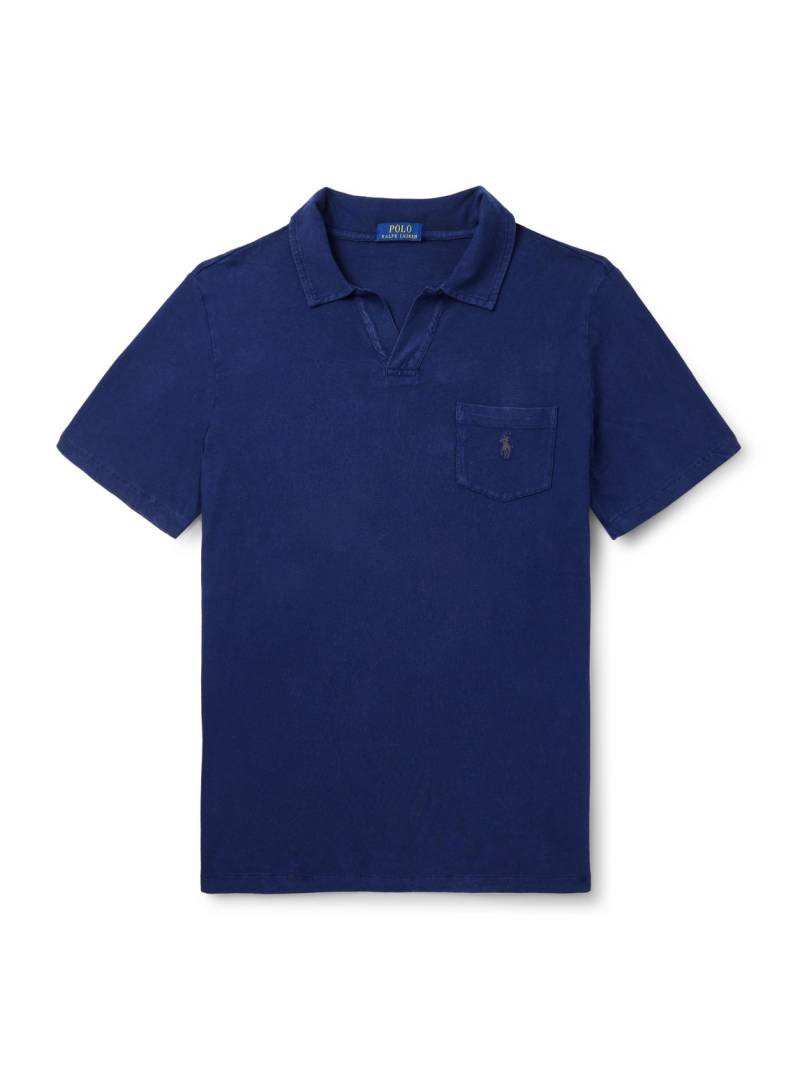 Polo Ralph Lauren - Logo-Embroidered Cotton and Linen-Blend Jersey Polo Shirt - Men - Blue - M von Polo Ralph Lauren