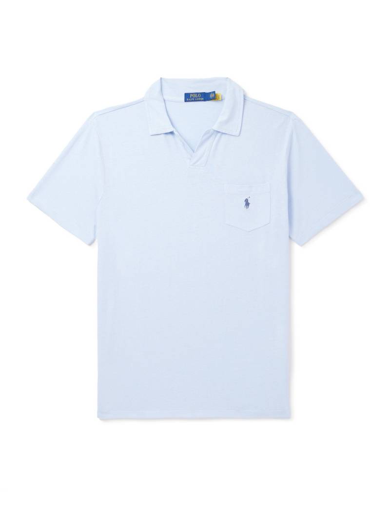 Polo Ralph Lauren - Logo-Embroidered Cotton and Linen-Blend Jersey Polo Shirt - Men - Blue - XL von Polo Ralph Lauren