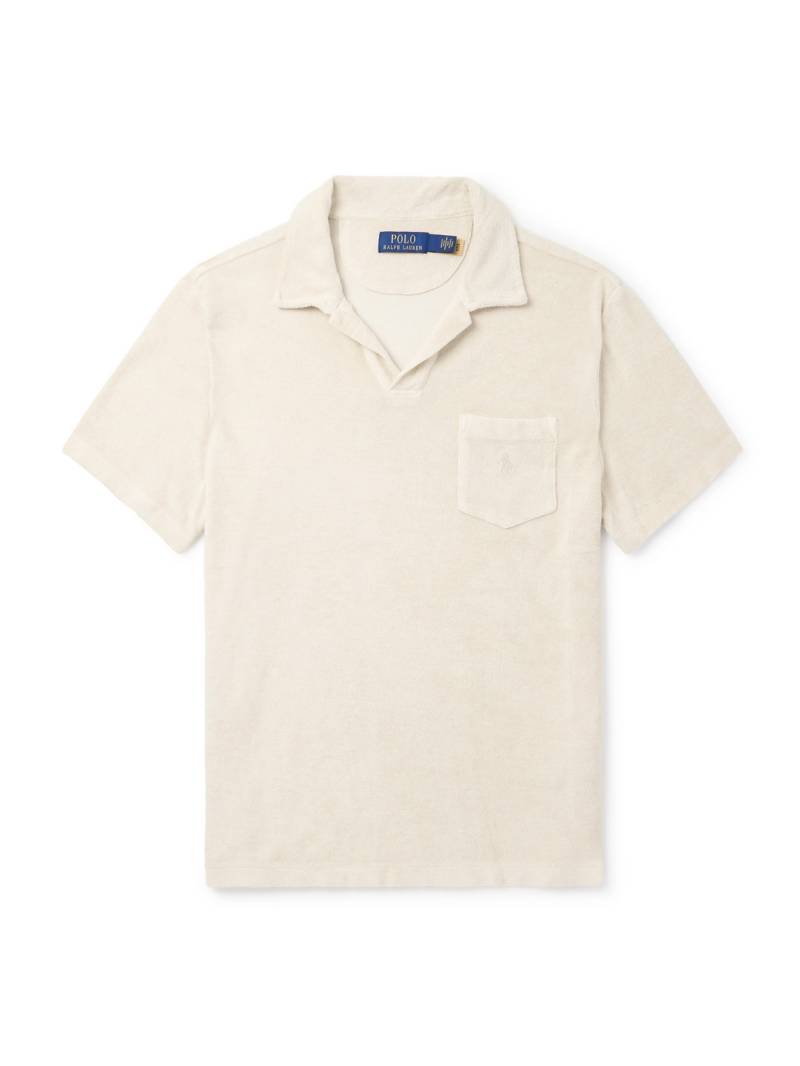 Polo Ralph Lauren - Logo-Embroidered Garment-Dyed Cotton-Terry Polo Shirt - Men - Neutrals - L von Polo Ralph Lauren