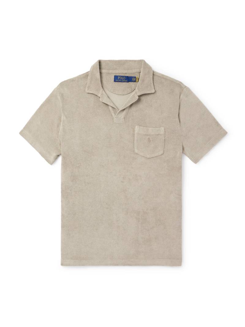 Polo Ralph Lauren - Logo-Embroidered Garment-Dyed Cotton-Terry Polo Shirt - Men - Neutrals - M von Polo Ralph Lauren