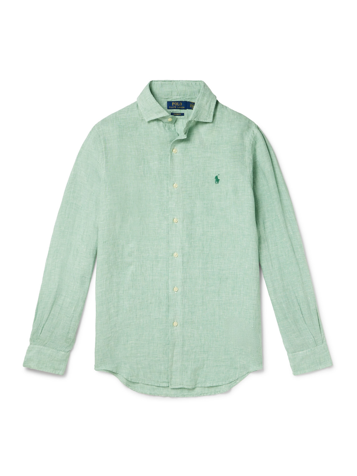 Polo Ralph Lauren - Logo-Embroidered Linen-Houndstooth Shirt - Men - Green - L von Polo Ralph Lauren