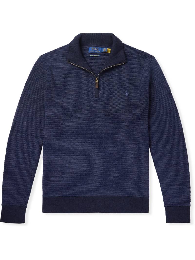Polo Ralph Lauren - Logo-Embroidered Merino Wool Half-Zip Sweater - Men - Blue - S von Polo Ralph Lauren