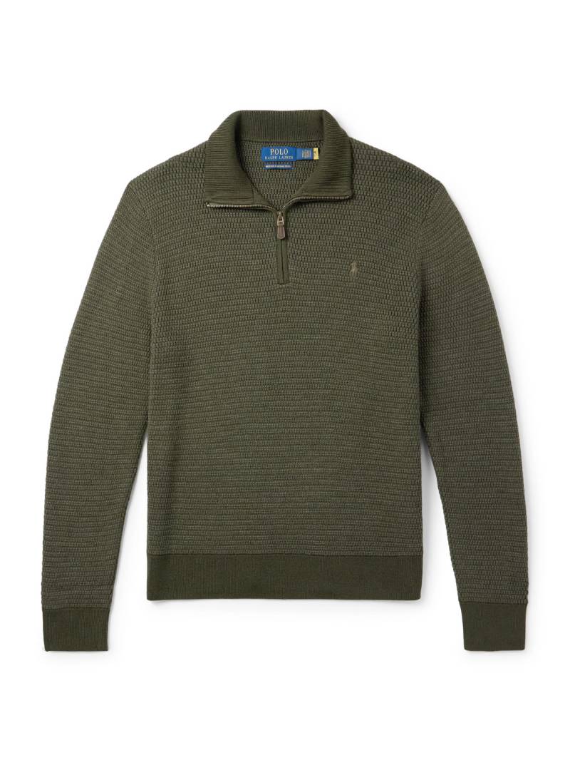 Polo Ralph Lauren - Logo-Embroidered Merino Wool Half-Zip Sweater - Men - Green - S von Polo Ralph Lauren