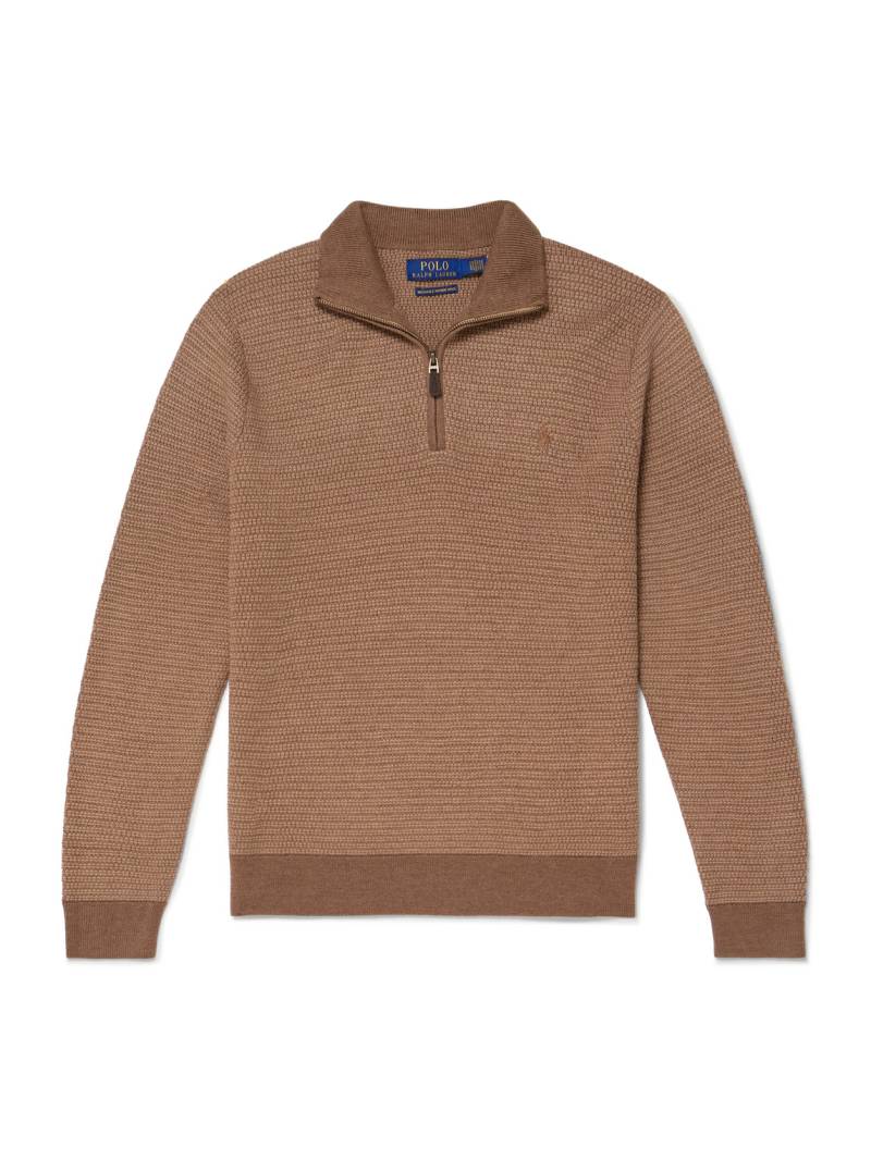 Polo Ralph Lauren - Logo-Embroidered Merino Wool Half-Zip Sweater - Men - Neutrals - L von Polo Ralph Lauren