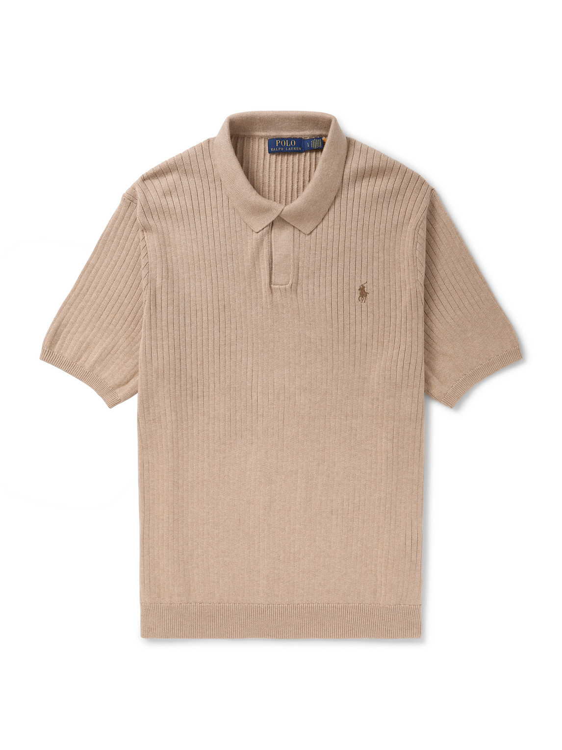 Polo Ralph Lauren - Logo-Embroidered Ribbed Cotton Polo Shirt - Men - Neutrals - S von Polo Ralph Lauren